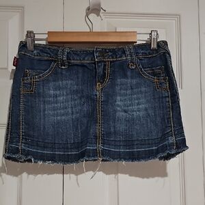 Tyte Denim Mini Skirt Size 3 Y2K Rhinestone Flap Pocket